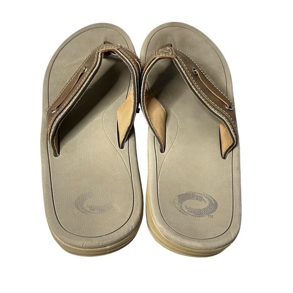 O’Rageous Men’s Faux Leather Brown Flip Flops Size 12D - Picture 3 of 9